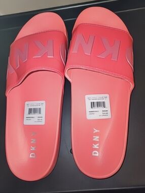 DKNY Coral Pink Slide Sandals